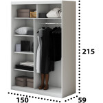 Dressing Atena AT-1, Alb, 150x215x59 cm, Usi culisante - imagine 4