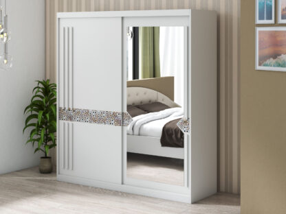 Dressing Atena AT-1, Alb, 200x215x59 cm, Usi culisante