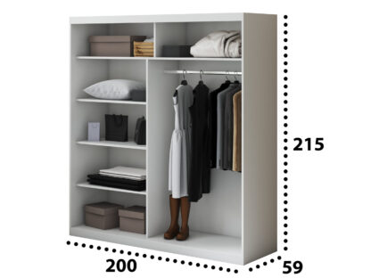 Dressing Atena AT-1, Alb, 200x215x59 cm, Usi culisante - imagine 4
