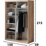 Dressing Atena AT-2, Sonoma, 150x215x59 cm, Usi culisante - imagine 4