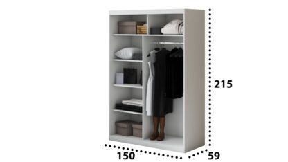 Dressing Tokyo TK-1, Alb, 150x215x59 cm, Usi culisante - imagine 4