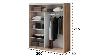 Dressing Tokyo TK-2, Sonoma, 200x215x59 cm, Usi culisante - imagine 4