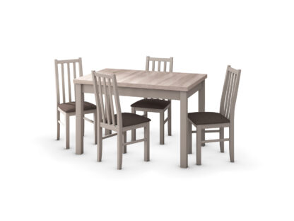Set masa extensibila 120x150cm cu 4 scaune tapitate, MB-13 Max5 si S-38 Boss10 S6, sonoma, lemn masiv de fag, stofa - imagine 2