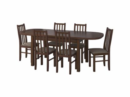 Set masa extensibila 160x200cm cu 6 scaune tapitate, MB-12 Venus1 si S-38 Boss10 O2, nuc, lemn masiv de fag, stofa - imagine 2