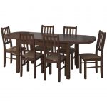 Set masa extensibila 160x200cm cu 6 scaune tapitate, MB-12 Venus1 si S-38 Boss4 O15, nuc, lemn masiv de fag, stofa - imagine 2