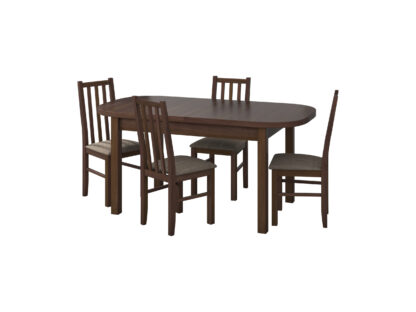 Set masa extensibila 160x200cm cu 4 scaune tapitate, MB-12 Venus1 si S-38 Boss10 O2, nuc, lemn masiv de fag, stofa - imagine 2