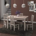 Set masa extensibila 120x150cm cu 4 scaune tapitate, MB-13 Max5 si S-38 Boss10 S6, sonoma, lemn masiv de fag, stofa