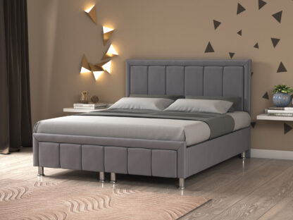 Pat Dora, 160x200 cm, tapiterie gri, suport saltea inclus