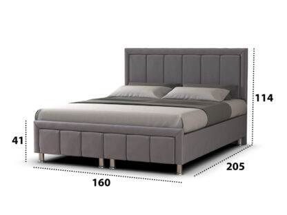 Pat Dora, 160x200 cm, tapiterie gri, suport saltea inclus - imagine 3