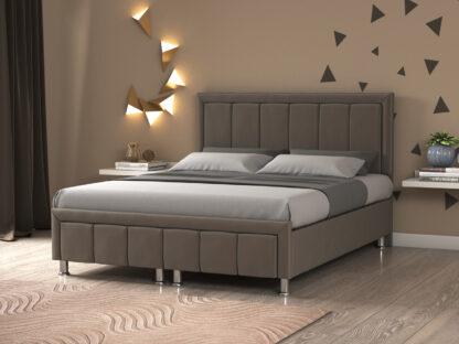 Pat Dora, 160x200 cm, tapiterie maro, suport saltea inclus