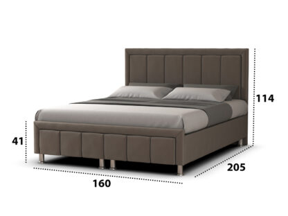 Pat Dora, 160x200 cm, tapiterie maro, suport saltea inclus - imagine 2
