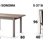Set masa extensibila 120x150cm cu 6 scaune tapitate, MB-13 Max5 si S-37 Boss7 S6, sonoma, lemn masiv de fag, stofa - imagine 6