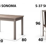 Set masa extensibila 120x150cm cu 6 scaune tapitate, MB-13 Max5 si S-37 Boss7 S6, sonoma, lemn masiv de fag, stofa - imagine 7