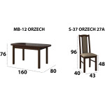 Set masa extensibila 160x200cm cu 6 scaune tapitate, MB-12 Venus1 si S-37 Boss7 30B, Nuc, Lemn masiv de fag, Stofa - imagine 7
