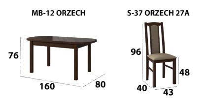 Set masa extensibila 160x200cm cu 6 scaune tapitate, MB-12 Venus1 si S-37 Boss7 30B, Nuc, Lemn masiv de fag, Stofa - imagine 7