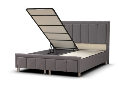Pat Dora, 160x200 cm, tapiterie gri, suport saltea inclus - imagine 4