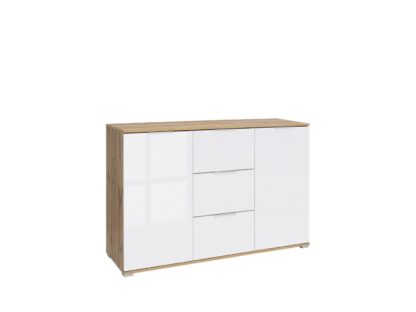 Comoda 2 Tudor, 86x135x41 cm, PAL, alb/sonoma