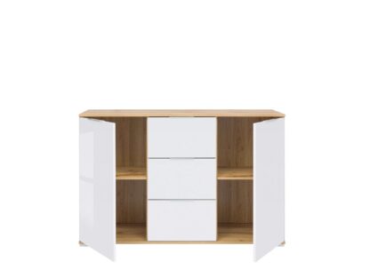 Comoda 2 Tudor, 86x135x41 cm, PAL, alb/sonoma - imagine 3