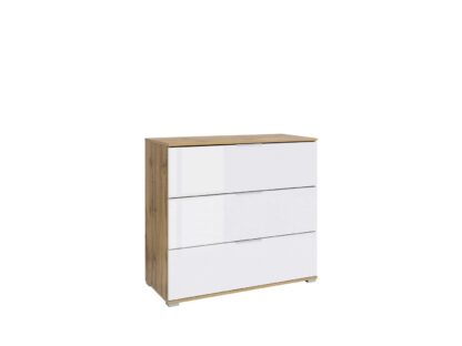 Comoda 3 Tudor, 86x95x41 cm, PAL, alb/sonoma - imagine 2