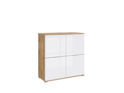 Comoda 4 Tudor, 104x106x41 cm, PAL, alb/sonoma