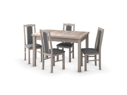Set masa extensibila 120x150cm cu 4 scaune tapitate, MB-13 Max5 si S-37 Boss7 S11, sonoma, lemn masiv de fag, stofa - imagine 2