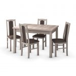 Set masa extensibila 120x150cm cu 4 scaune tapitate, MB-13 Max5 si S-37 Boss7 S6, sonoma, lemn masiv de fag, stofa - imagine 2