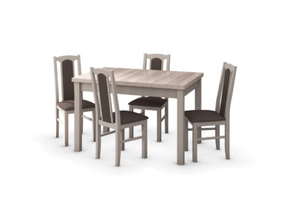 Set masa extensibila 120x150cm cu 4 scaune tapitate, MB-13 Max5 si S-37 Boss7 S6, sonoma, lemn masiv de fag, stofa - imagine 2
