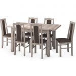 Set masa extensibila 120x150cm cu 6 scaune tapitate, MB-13 Max5 si S-37 Boss7 S6, sonoma, lemn masiv de fag, stofa - imagine 2