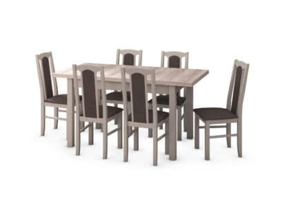 Set masa extensibila 120x150cm cu 6 scaune tapitate, MB-13 Max5 si S-37 Boss7 S6, sonoma, lemn masiv de fag, stofa - imagine 2
