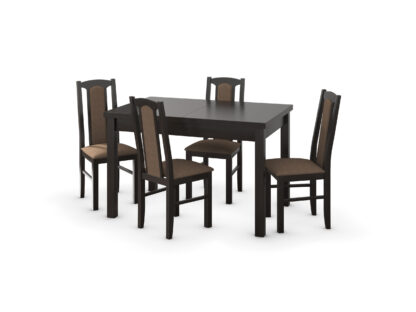 Set masa extensibila 120x150cm cu 4 scaune tapitate, MB-13 Max5 si S-37 Boss7 W15, wenge, lemn masiv, stofa - imagine 2
