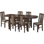 Set masa extensibila 160x200cm cu 6 scaune tapitate, MB-12 Venus1 si S-37 Boss7 30B, Nuc, Lemn masiv de fag, Stofa - imagine 2