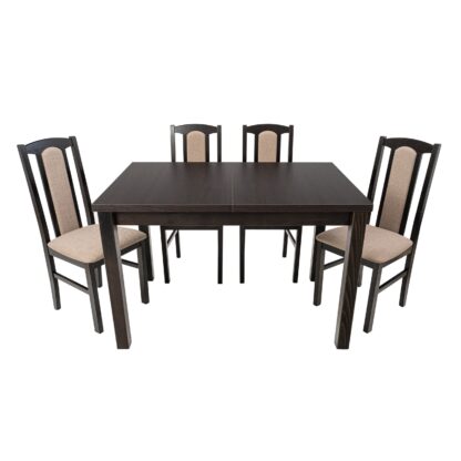 Set masa extensibila 120x150cm cu 4 scaune tapitate, MB-13 Max5 si S-37 Boss7 30B, Wenge, Lemn masiv, Stofa - imagine 2