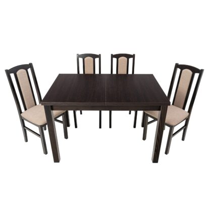 Set masa extensibila 120x150cm cu 4 scaune tapitate, MB-13 Max5 si S-37 Boss7 30B, Wenge, Lemn masiv, Stofa - imagine 3
