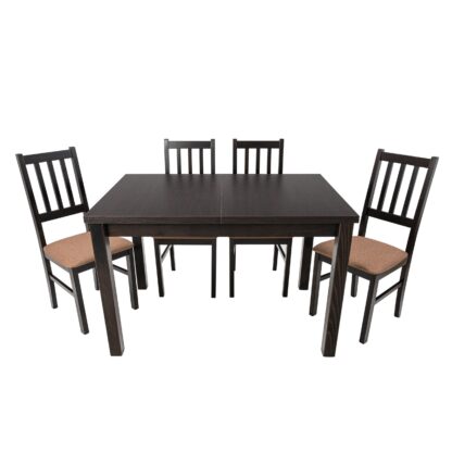 Set masa extensibila 120x150cm cu 4 scaune tapitate, MB-13 Max5 si S-38 Boss4 W15, wenge, lemn masiv, stofa - imagine 2