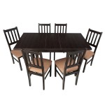 Set masa extensibila 120x150cm cu 6 scaune tapitate, MB-13 Max5 si S-38 Boss4 W15, wenge, lemn masiv, stofa - imagine 2