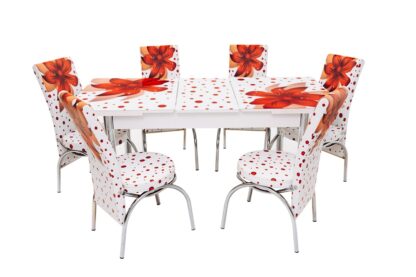 Set masa mercan cu 6 scaune , crini rosii - imagine 11