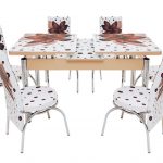 Set masa mercan cu 6 scaune , crini maro - imagine 10