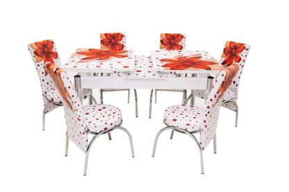 Set masa mercan cu 6 scaune , crini rosii - imagine 10