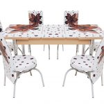 Set masa mercan cu 6 scaune , crini maro - imagine 9