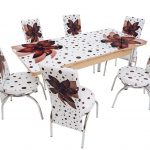 Set masa mercan cu 6 scaune , crini maro - imagine 8
