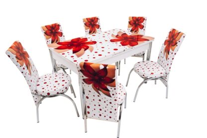 Set masa mercan cu 6 scaune , crini rosii - imagine 8