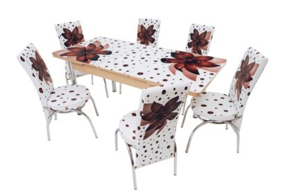 Set masa mercan cu 6 scaune , crini maro - imagine 7