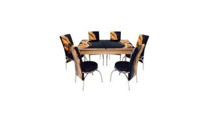 Set masa mercan cu 6 scaune , panglici negru
