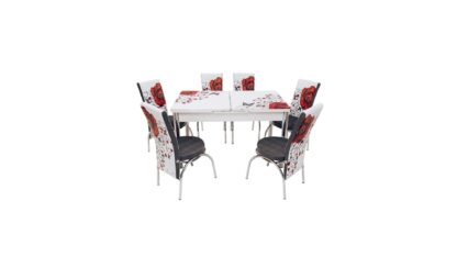 Set masa mercan cu 6 scaune , trandafiri rosii
