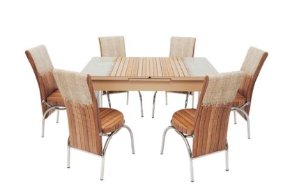 Set masa mercan cu 6 scaune , rustic - imagine 11
