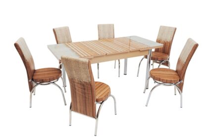Set masa mercan cu 6 scaune , rustic - imagine 8