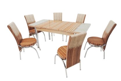 Set masa mercan cu 6 scaune , rustic - imagine 7