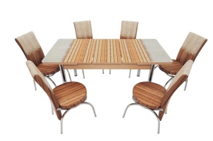 Set masa mercan cu 6 scaune , rustic - imagine 6