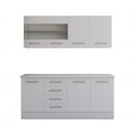 Bucatarie Alfa cu vitrina, 180x210x60 cm, alb - imagine 2