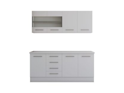Bucatarie Alfa cu vitrina, 180x210x60 cm, alb - imagine 2